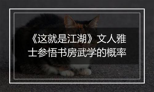 《这就是江湖》文人雅士参悟书房武学的概率