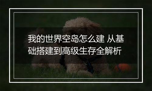 我的世界空岛怎么建 从基础搭建到高级生存全解析