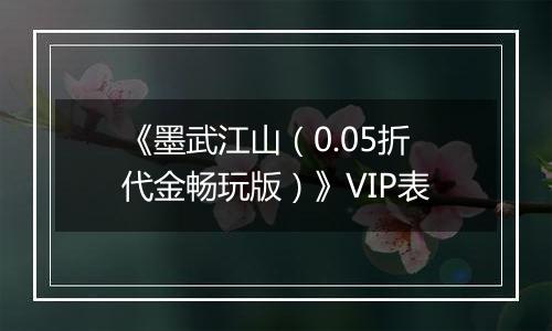《墨武江山（0.05折代金畅玩版）》VIP表