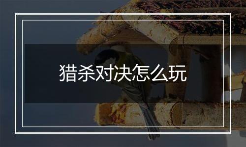 猎杀对决怎么玩