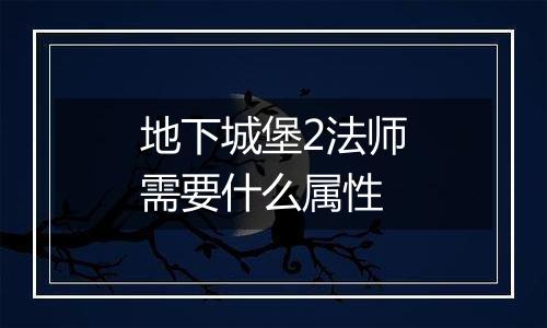 地下城堡2法师需要什么属性