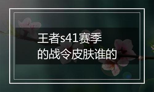 王者s41赛季的战令皮肤谁的