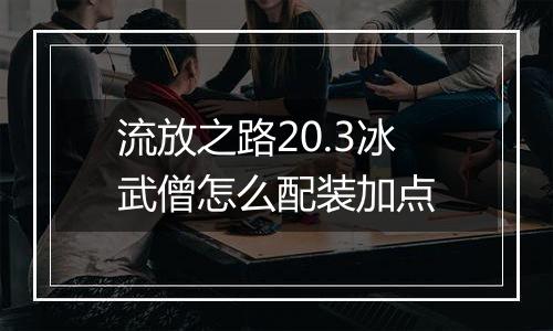 流放之路20.3冰武僧怎么配装加点
