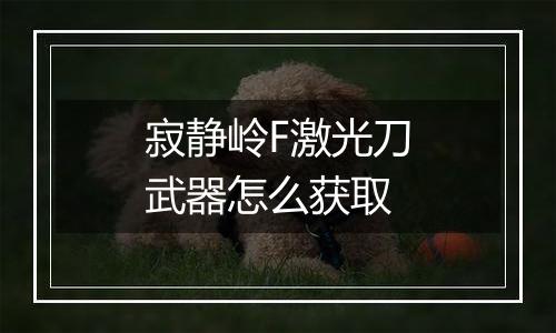寂静岭F激光刀武器怎么获取