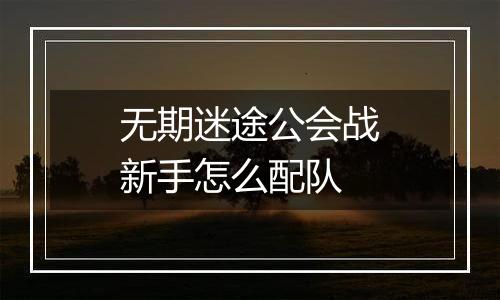 无期迷途公会战新手怎么配队