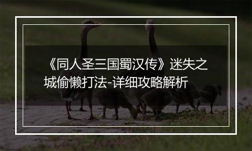 《同人圣三国蜀汉传》迷失之城偷懒打法-详细攻略解析