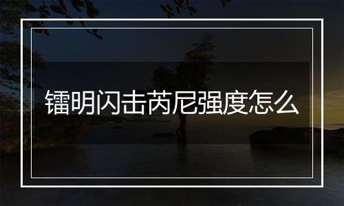 镭明闪击芮尼强度怎么