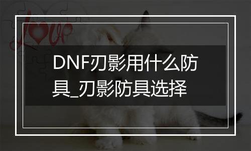 DNF刃影用什么防具_刃影防具选择