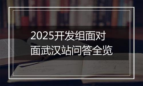 2025开发组面对面武汉站问答全览