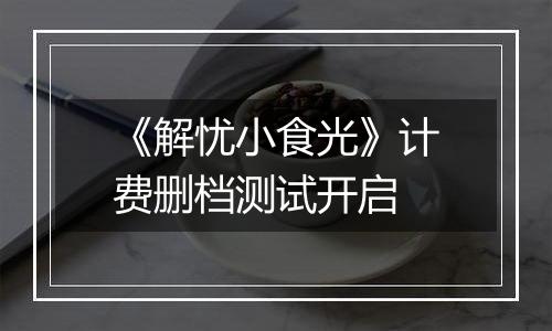 《解忧小食光》计费删档测试开启