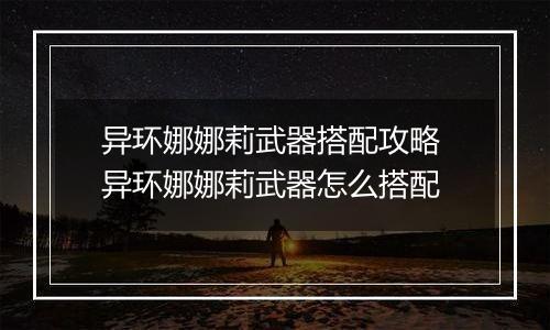 异环娜娜莉武器搭配攻略 异环娜娜莉武器怎么搭配