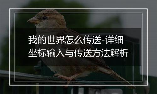 我的世界怎么传送-详细坐标输入与传送方法解析