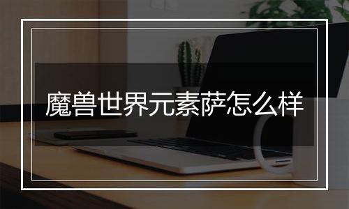 魔兽世界元素萨怎么样