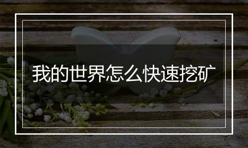 我的世界怎么快速挖矿