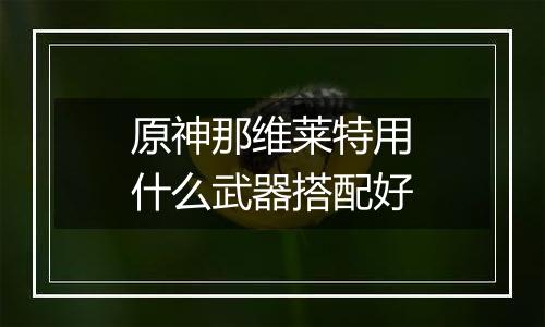 原神那维莱特用什么武器搭配好
