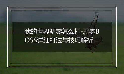 我的世界凋零怎么打-凋零BOSS详细打法与技巧解析