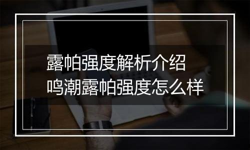 露帕强度解析介绍 鸣潮露帕强度怎么样