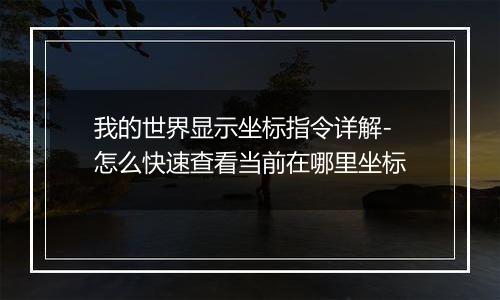 我的世界显示坐标指令详解-怎么快速查看当前在哪里坐标