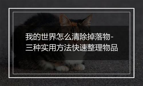 我的世界怎么清除掉落物-三种实用方法快速整理物品