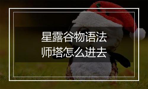 星露谷物语法师塔怎么进去