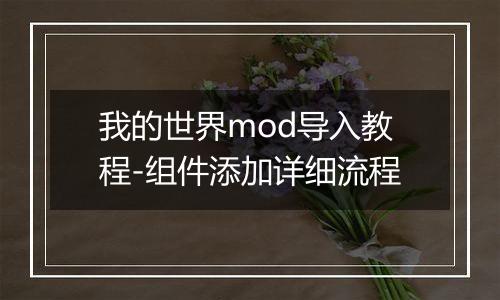 我的世界mod导入教程-组件添加详细流程