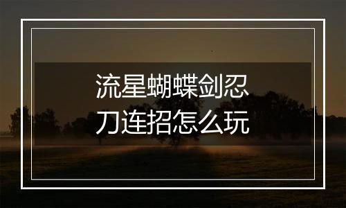 流星蝴蝶剑忍刀连招怎么玩