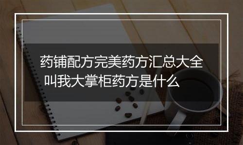 药铺配方完美药方汇总大全 叫我大掌柜药方是什么