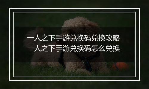 一人之下手游兑换码兑换攻略 一人之下手游兑换码怎么兑换