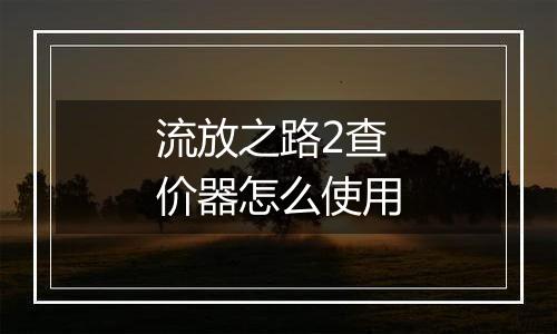 流放之路2查价器怎么使用