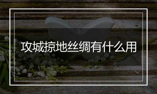 攻城掠地丝绸有什么用