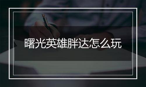 曙光英雄胖达怎么玩
